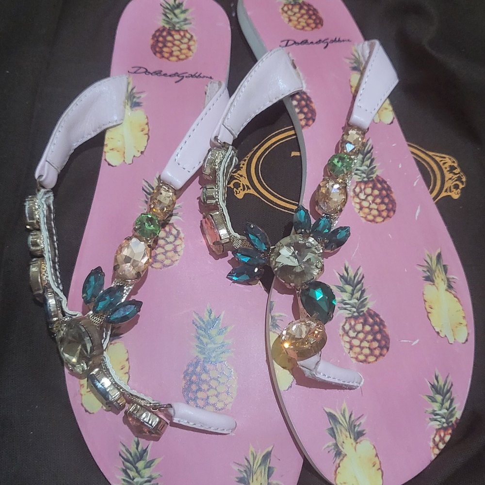 Dolce&gabanna jeweled Sandals with Pineapple Print